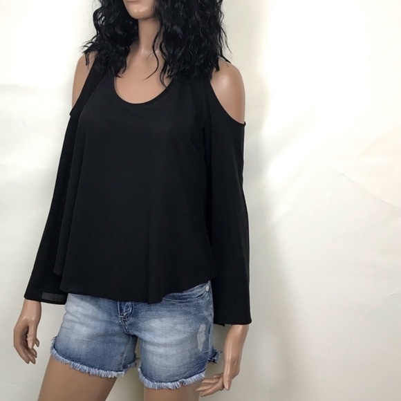 𝅺LOVERS + Friends stay longer cold shoulder bell sleeve top - Picture 7 of 11